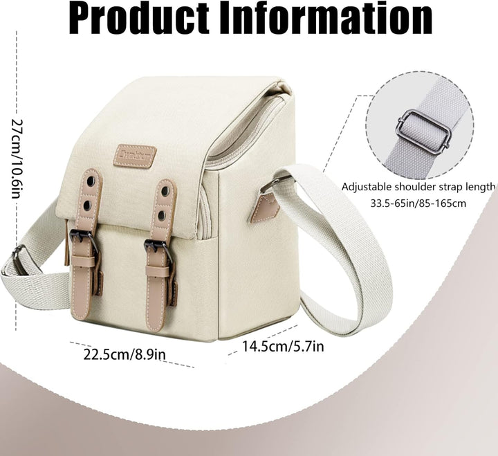 Cwatcun Kameratasche, Compact Case Canvas Lederausstattung kompatibel für Nikon, Canon, Sony Spiegel