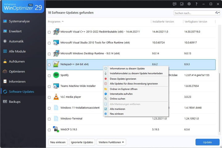 WinOptimizer 27 - 3 USER Lizenz - Tuning für Windows 11 10 8.1 8 7 - unbegrenzte Laufzeit