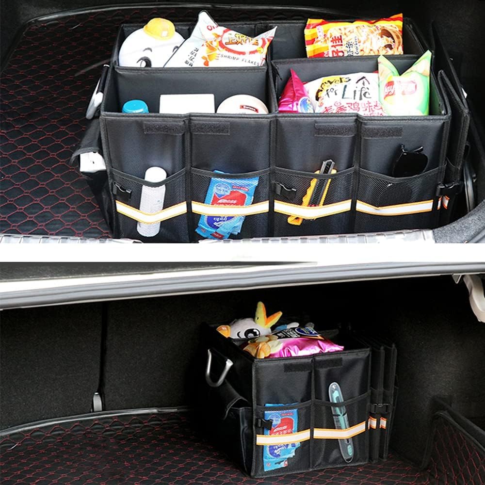 YUOCT L 60cm Kofferraum Organizer & Deckel Robuste, Zusammenklappbare Kofferraum Organizer Box Mit M