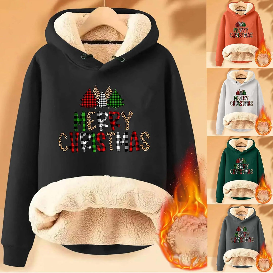 EMATOP Hoodie Damen Fleece Gefütterte Sweatshirt Winter Warm Pullover mit Kapuze Fleecepullover Kusc