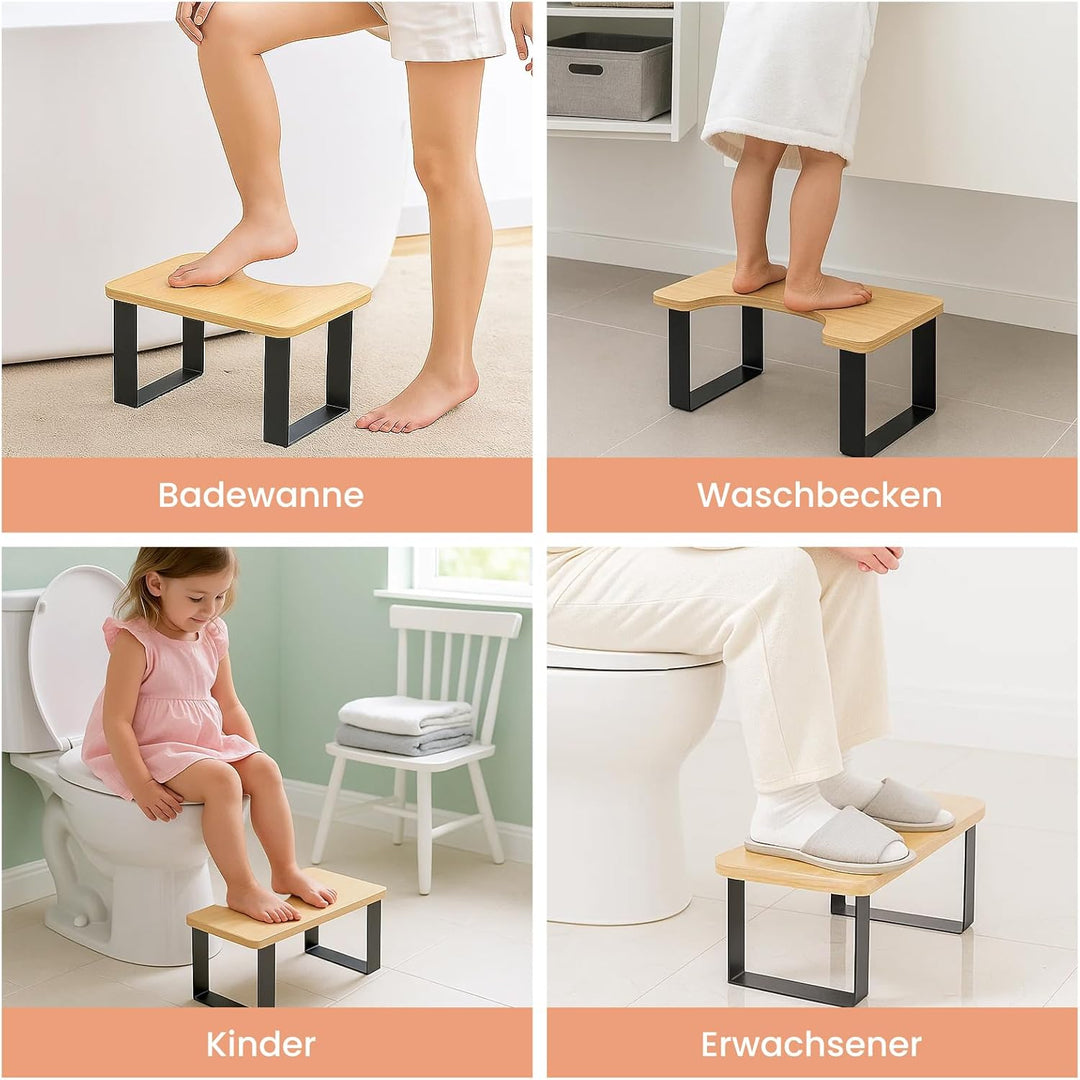 Youyijia Metall mit Holz Toilettenhocker 7 Zoll/17.8CM Metall-Toilettenhocker Rutschfester Toiletten