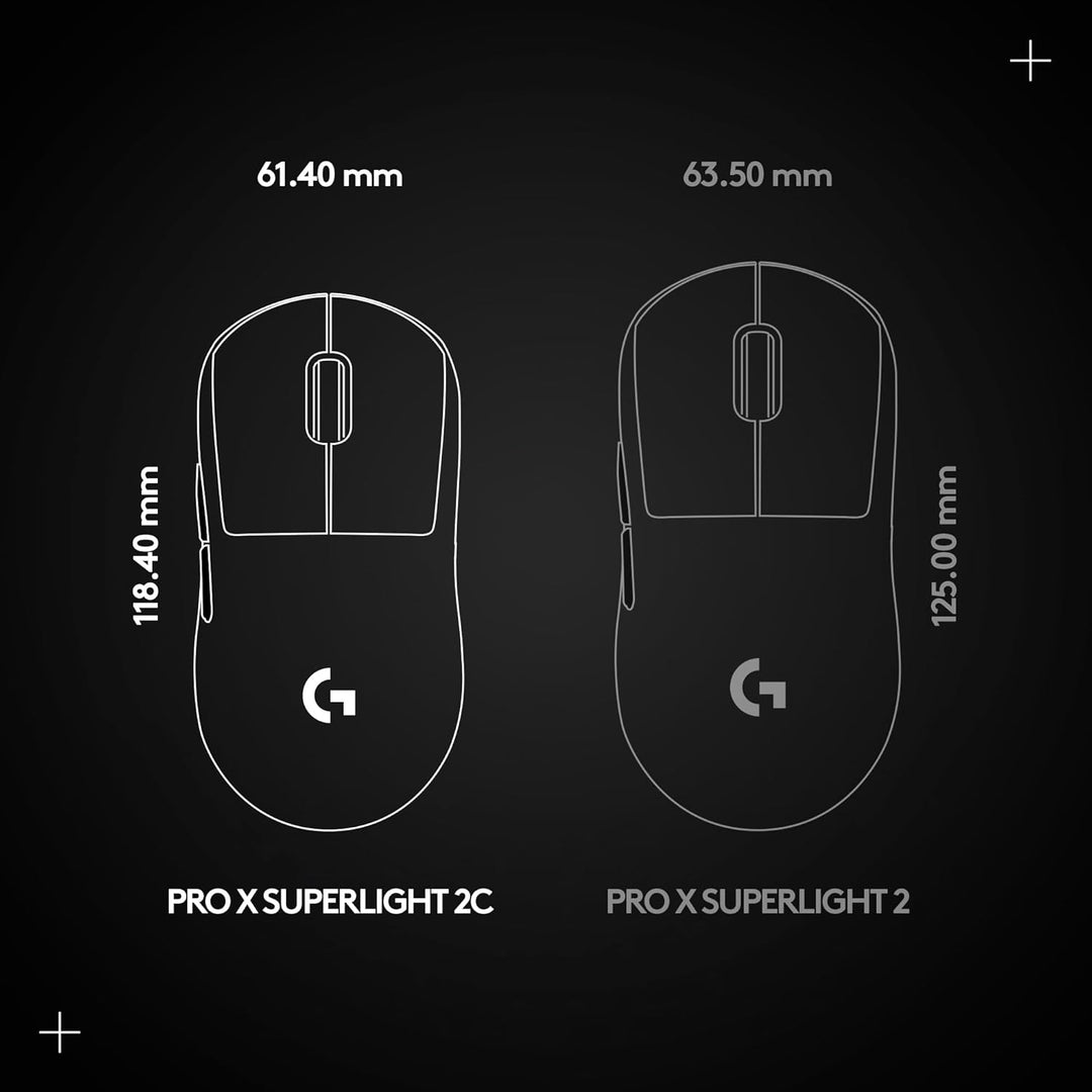 Logitech G PRO X Superlight 2c kabellose Gaming-Maus, 60 g Pro-Grade-Maus mit 5 programmierbaren Tas