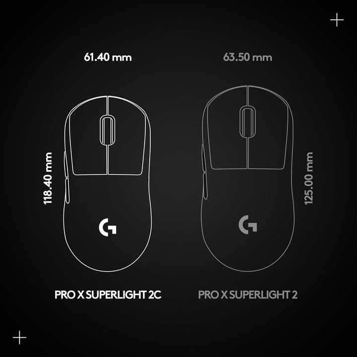 Logitech G PRO X Superlight 2c kabellose Gaming-Maus, 60 g Pro-Grade-Maus mit 5 programmierbaren Tas