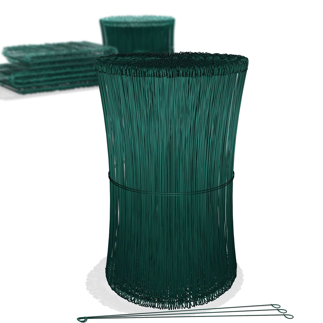Heimfleiss® Rödeldraht Bindedraht ummantelt in grün 1,4 x 100 bis 300 mm (1000 Stk.) - rostfreier &