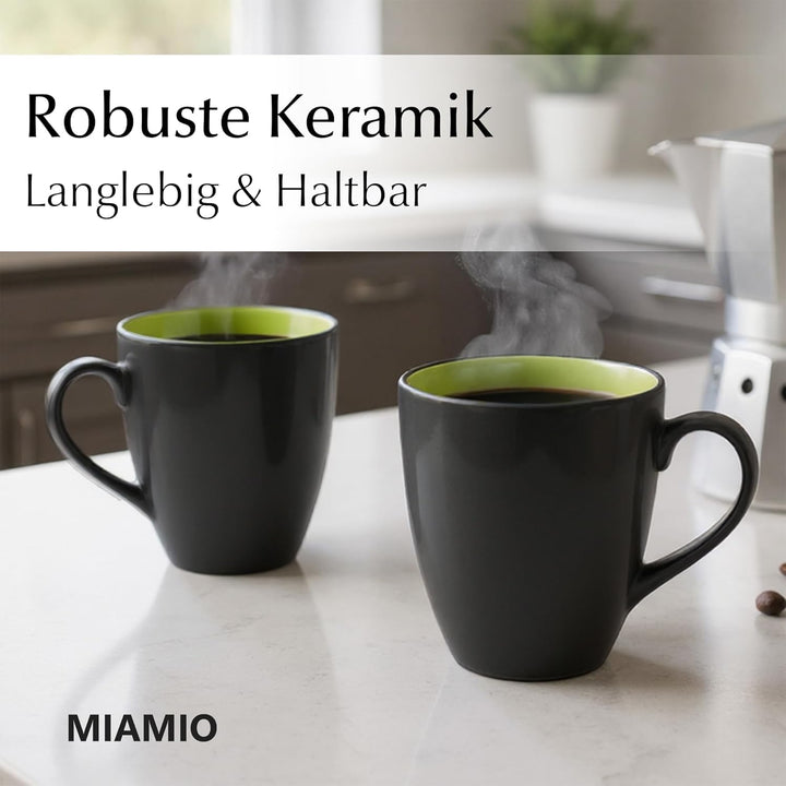 MIAMIO - 6 x 350 ml Kaffeetassen/Kaffeebecher Set - Tassen Set 6er Modern - Le Papillon Kollektion (