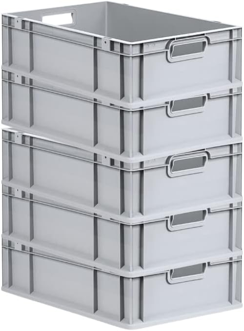 PROREGAL SuperSparSet 5x Eurobox NextGen Grip | HxBxT 17x40x60cm | 34 Liter | Griffe offen | Glatter