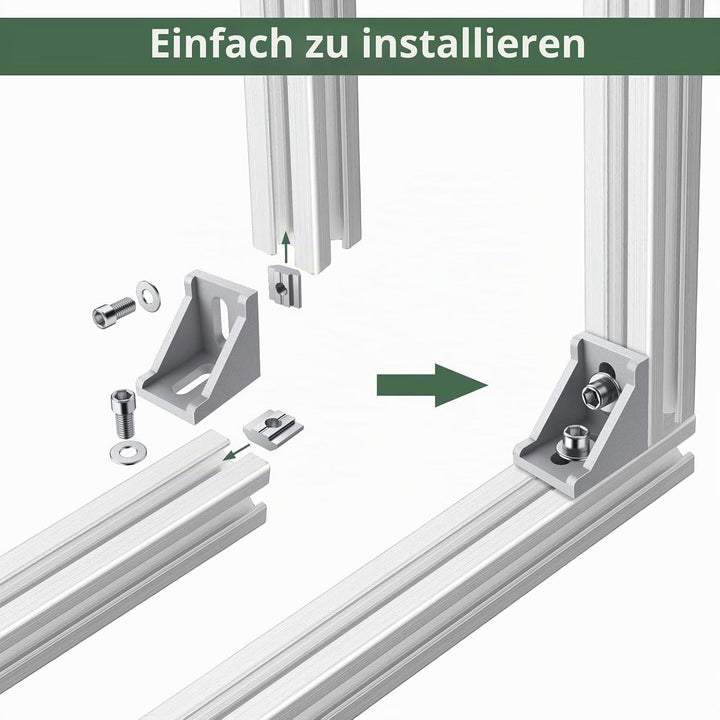 EYPINS Befestigungsmaterial Winkel, 20X Winkelverbinder Winkel Befestigung Nut 8 Raster Streben Alup