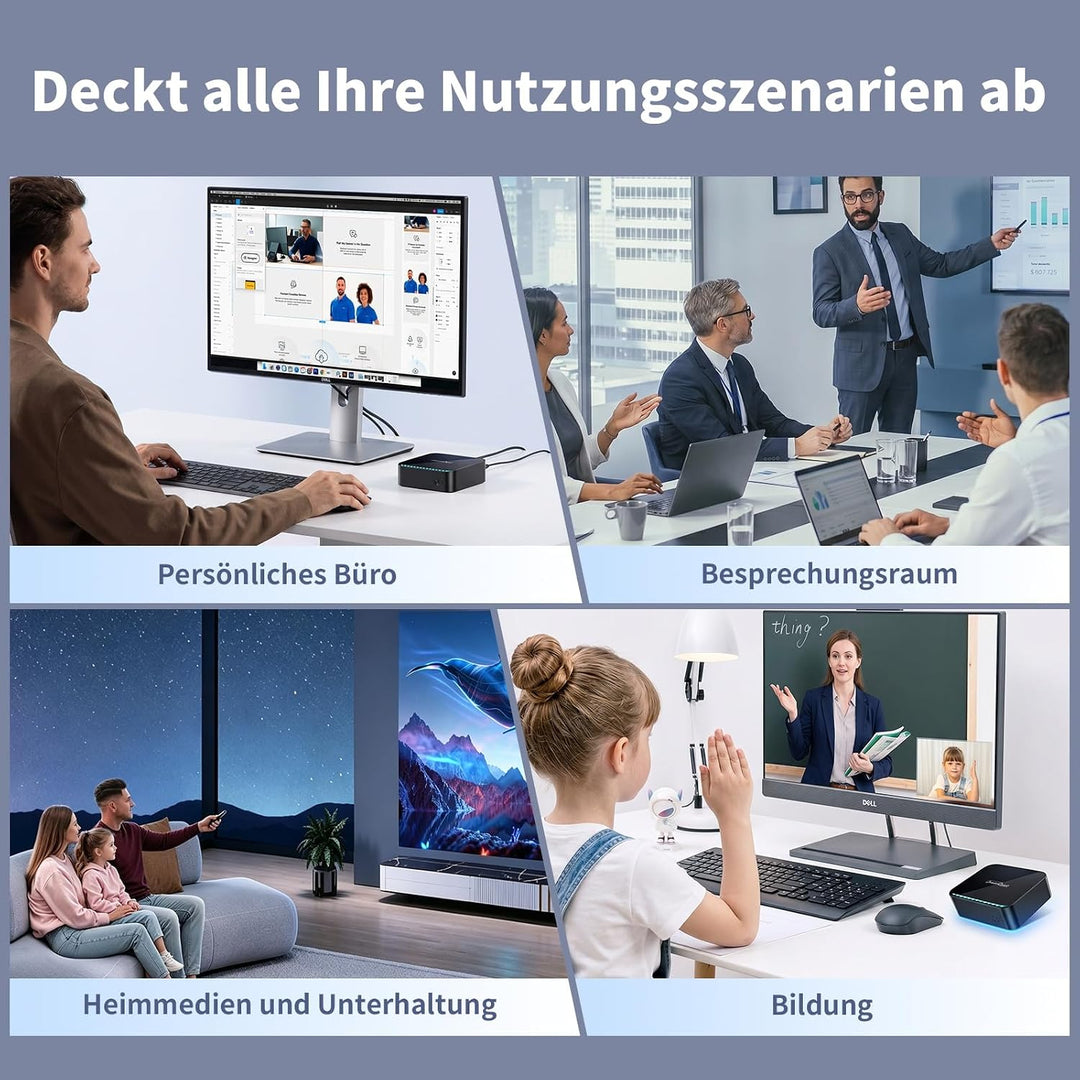 DreamQuest Mini PC Windows 11 Pro - Intel N95 (bis zu 3,4 GHz) 12. Generation, 8GB RAM 512GB SSD Mic