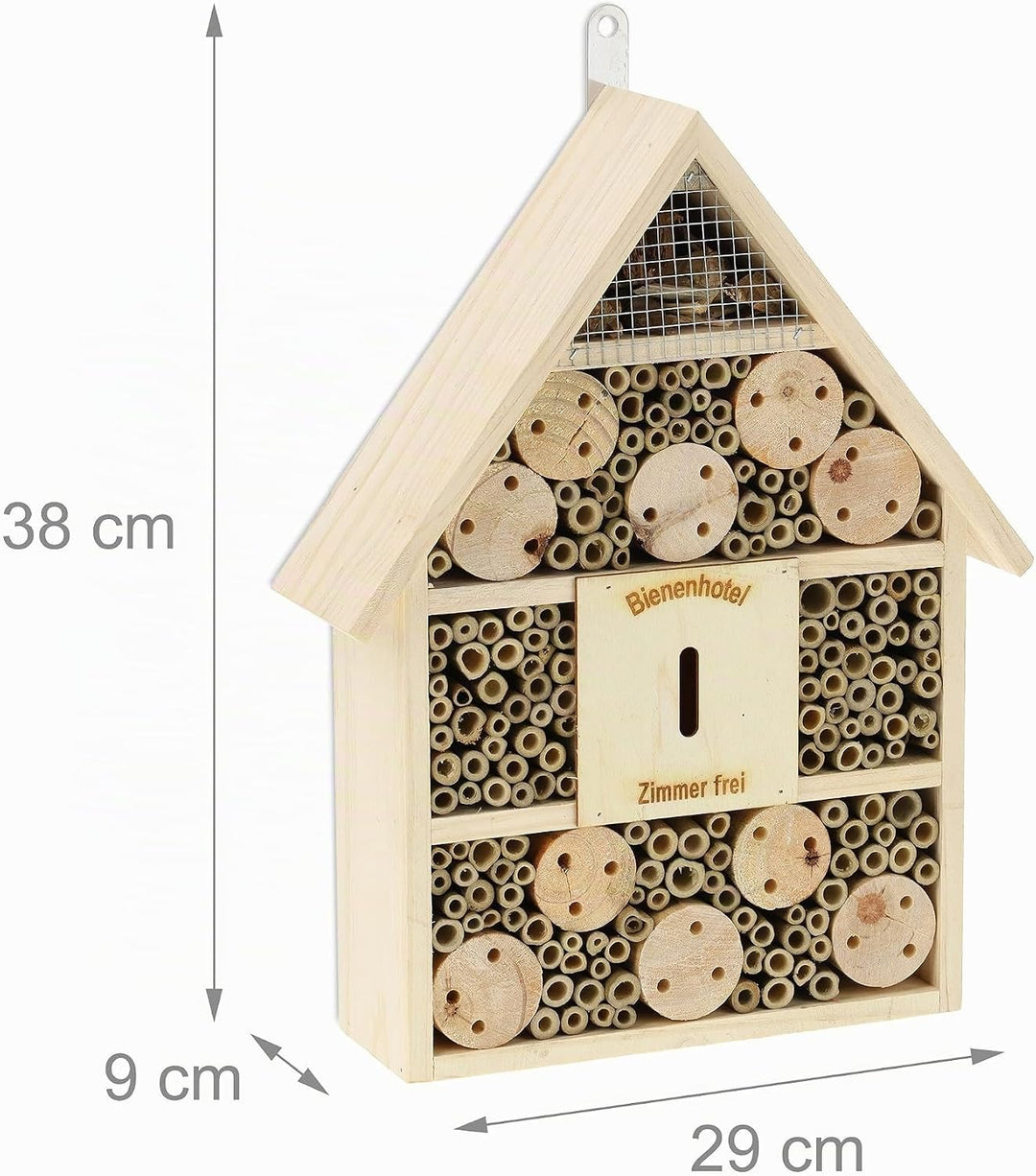 Relaxdays Bienenhotel, Nisthilfe Wildbienen, Garten, Balkon, Insektenhotel zum Hängen, Holz, HBT 38