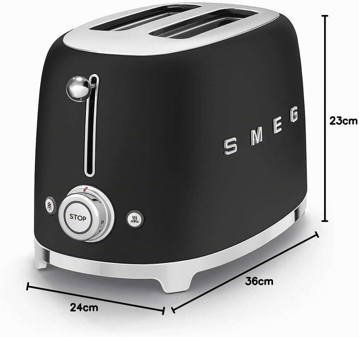 SMEG - Torradeira 2 Tostas Anni50, Preto Mate TSF01BLMEU, Schwarz Matt