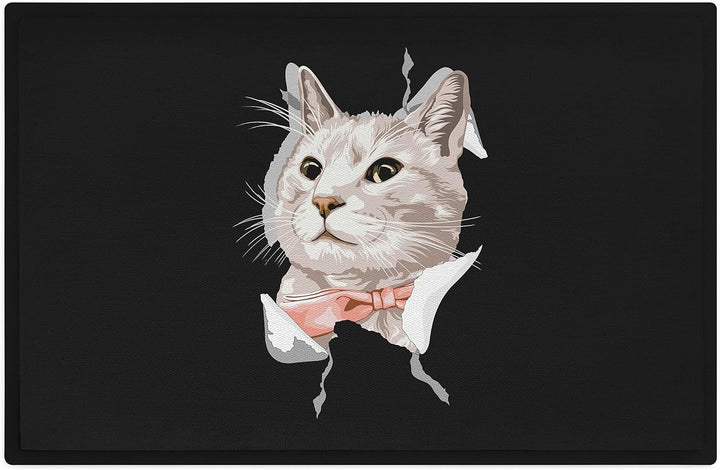 Trendation - Katzen Grafik Fussmatte Geschenk Katzenbesitzerin Lustige Katzen Fussmatte 60x40 cm