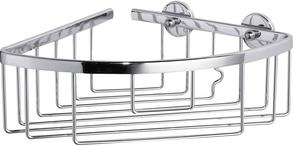 tesa ALUXX Eckduschkorb, Aluminium, verchromt, garantiert rostfrei, inkl. Klebelösung, 207 mm x 202