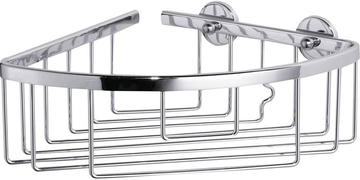 tesa ALUXX Eckduschkorb, Aluminium, verchromt, garantiert rostfrei, inkl. Klebelösung, 207 mm x 202