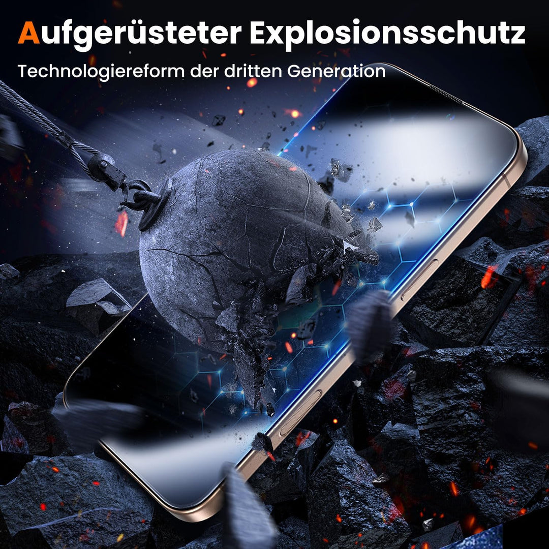 UniqueMe für iPhone 16 Pro für Panzerglas - [Full Screen Displayschutz] Schutzfolie für iPhone 16 Pr