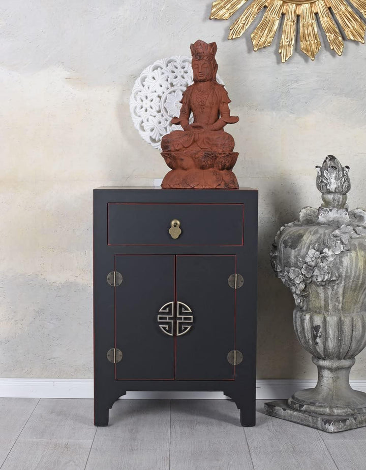 Nachtkonsole Chinesischer Hochzeitsschrank Holzschrank Schwarz Schrank mya039 Palazzo Exklusiv