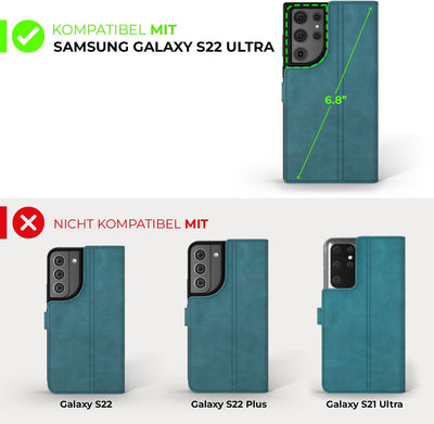 Snakehive Galaxy S22 Ultra 5G Hülle Leder | Stylische Handyhülle mit Kartenhalter & Standfuss | Hand