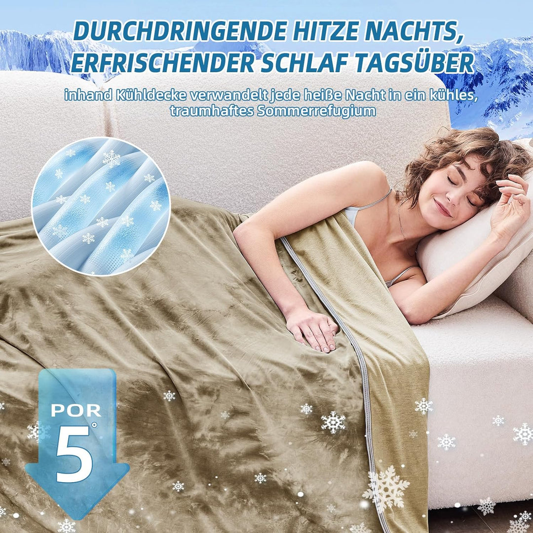inhand Kühldecke 200 x 220 cm–Selbstkühlende Sommerdecke,Kühldecken zum Schlafen,leichte dünne Kühle