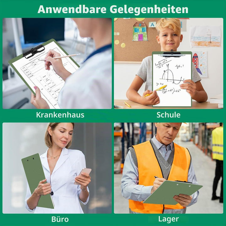 Klemmbrett A4, 6er Klemmbretter mit Stifthalter, Kunststoff Klemmmappe A4, Clipboard zum Aufhängen,