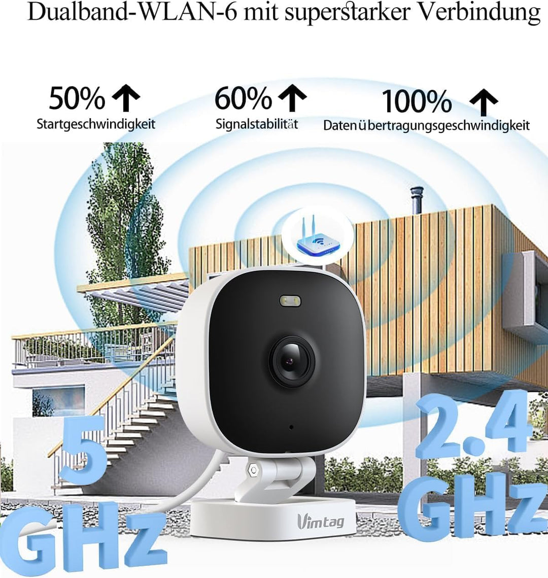 VIMTAG 2,5K Überwachungskamera Aussen, 5GHz WLAN Kamera Outdoor,Aussenkamera,Farbige Nachtsicht,Tag&
