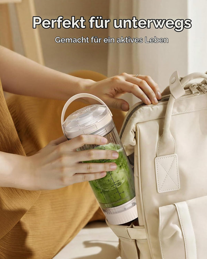 Sangcon Tragbarer Mixer 500ml, Smoothie Maker USB Wiederaufladbar, Mini Standmixer für Fitness, Büro
