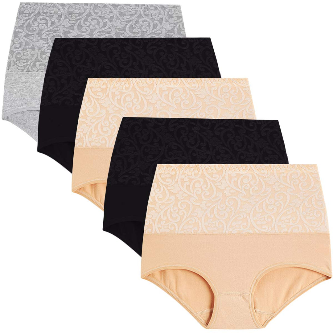 YaShaer Unterhosen Damen Baumwolle Hohe Taille Slips Hoher Taillenslip für Frauen Mehrpack L Mehrfar
