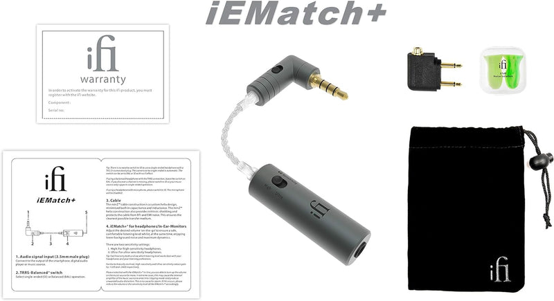 iFi iEMatch+ 3,5-mm-Stecker auf Buchse Kopfhörerbuchse In-Ear-Monitor Audio/Optimierer/Dämpfungsglie