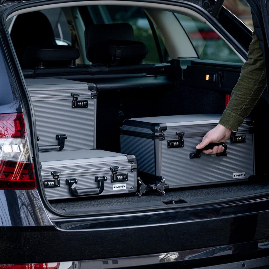 HMF 14422-02 Alu Fotokoffer, Miniaturenkoffer mit Rasterschaumstoff | 46 x 33 x 41 cm, 46 x 33 x 41