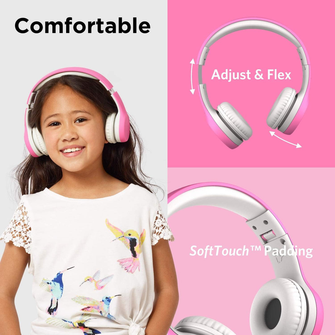 LilGadgets Die kabelgebundenen Connect+ Style-Kopfhörer für Kinder in Pink sind kinderfreundliche, F