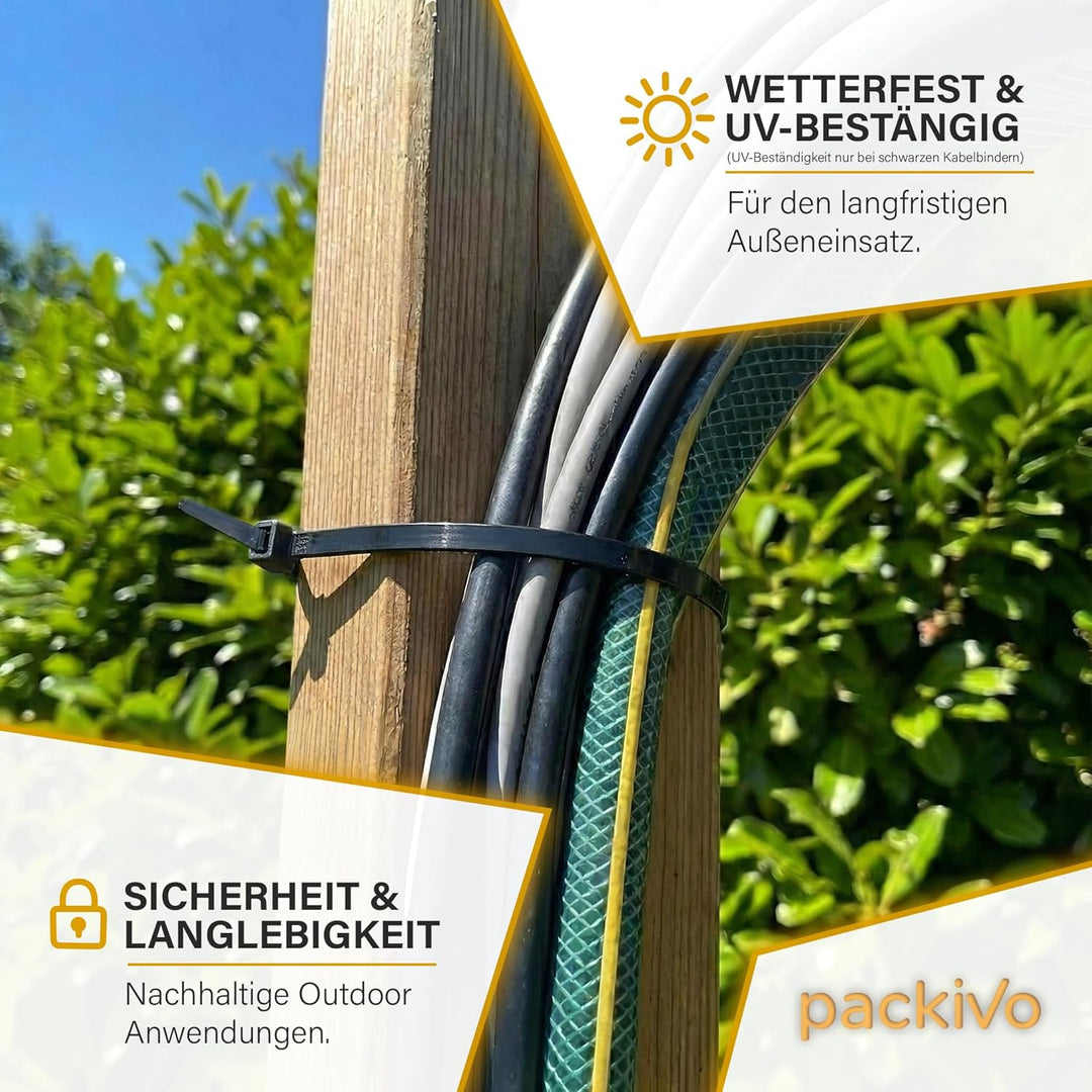 Kabelbinder Weiss 500mm x 7,6mm 100 Stück, 40KG Zugfestigkeit, Hitzebeständig für Kabelmanagement, G