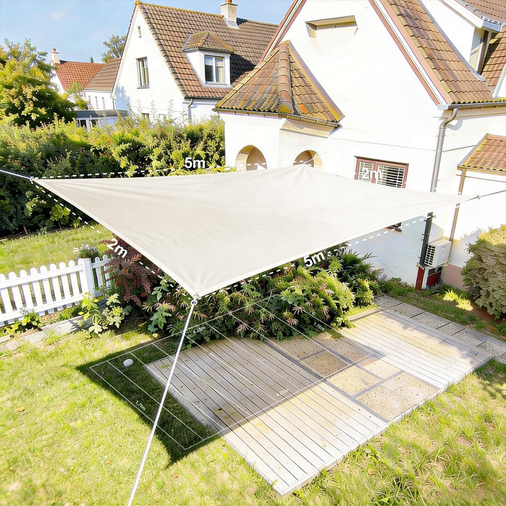 HAIKUS Sonnensegel, rechteckig, 2 x 5 m, Sonnensegel, 5 x 2 m, HDPE, atmungsaktiv, robust, 98% UV-Sc