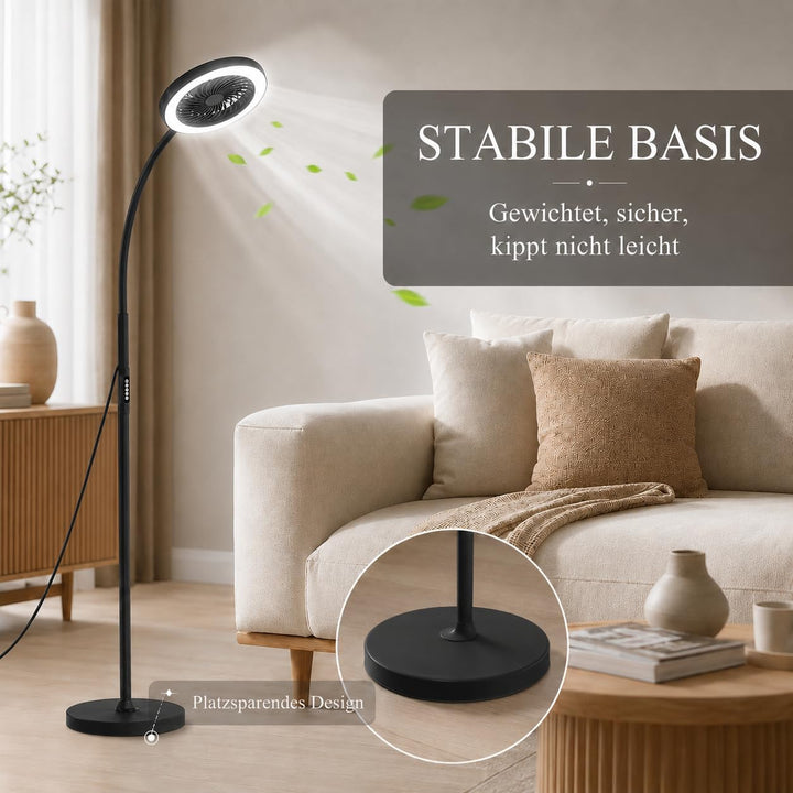 Standventilator mit Licht 183cm, Leise Ventilator Stehlampe mit RGB Farbwechsel &amp; CCT, 360° Schwanen