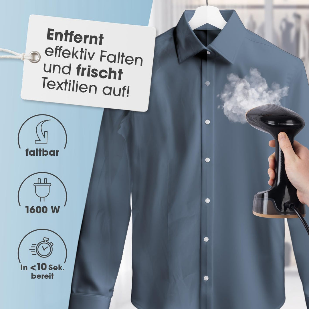 CLEANmaxx Dampfglätter für Kleidung | Mit 2in1 Funktion - glättet & frischt Klamotten auf | Kompakte