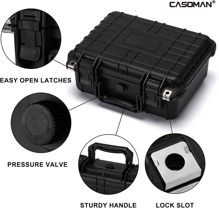 CASOMAN Water-Proof and Dust-Proof Protective Sturdy Plastic Storage Case with Cush-Proof Sponge and