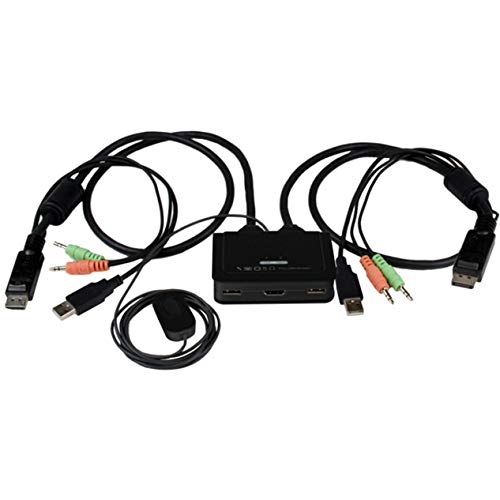 StarTech.com 2 Port USB HDMI KVM Switch mit Audio und Fernschalter - Desktop Umschalter USB Powered