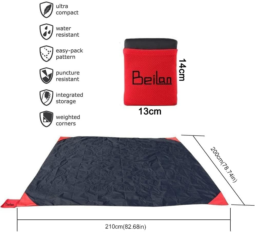 BeiLan Mini Picknickdecke Wasserdicht, Ultraleicht, Kleines Packmass - Ideal für Ground Sheet, Pocke