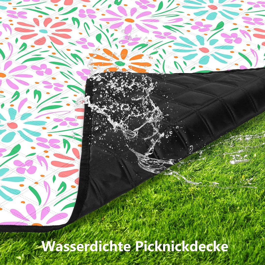 Picknickdeck 200x200 cm，Stranddeck XXL wasserdicht sandfrei，Faltbare Strandmatte,3-lagige waschbare