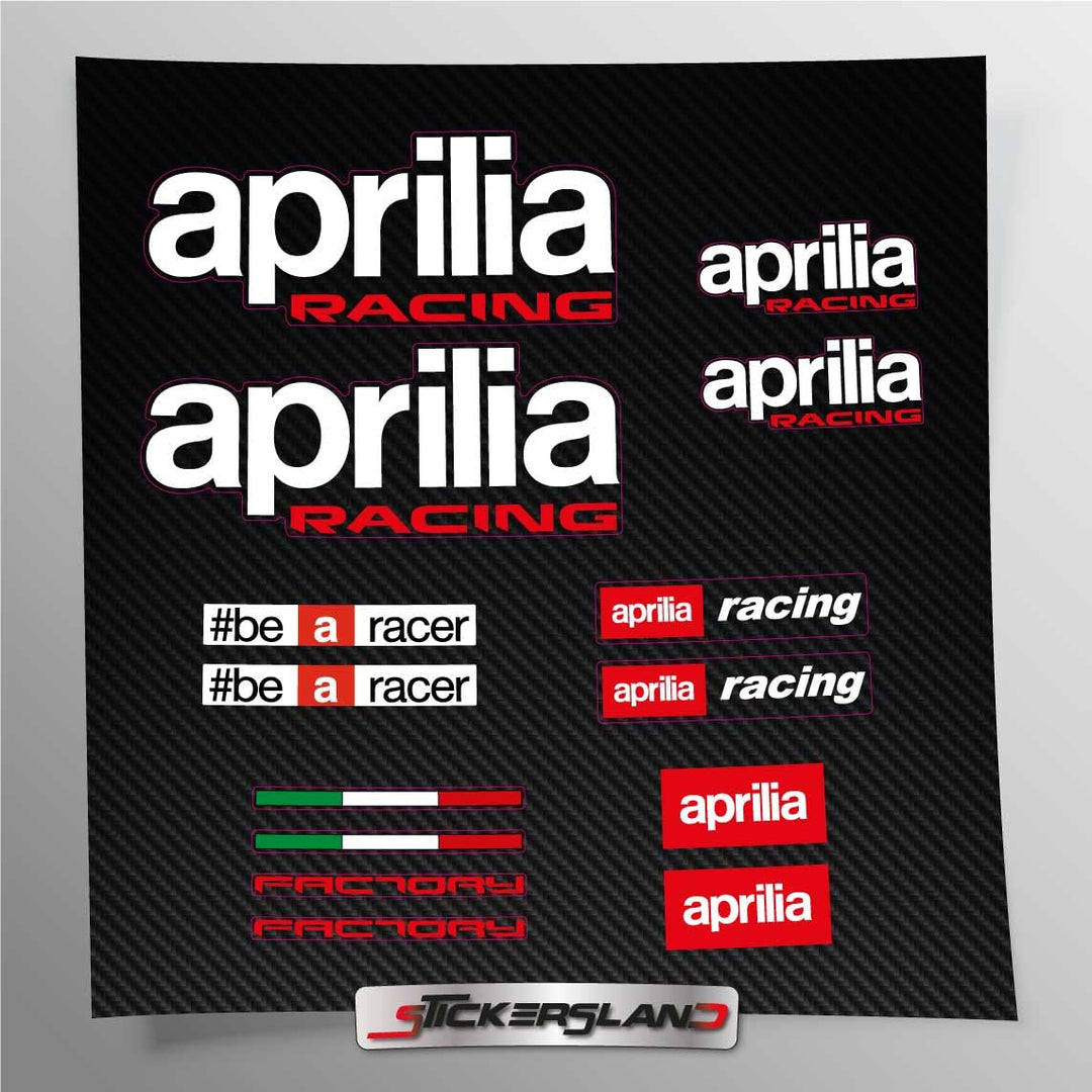 Aufkleber-Set kompatibel mit Aprilia Racing Factory Weissdruck | für den persönlichen, privaten und