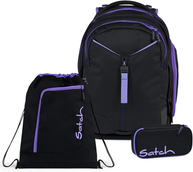 satch Match Schulrucksack Set 3tlg. inkl. Schlamperbox und Sportbeutel Purple Phantom, Purple Phanto