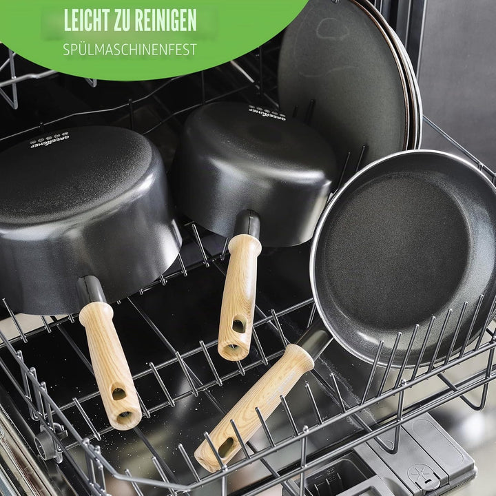 GreenChef Vintage Gesunde keramische Antihaftbeschichtung, 18cm/2,1 Liter Milchtopf, Griff in Holzop