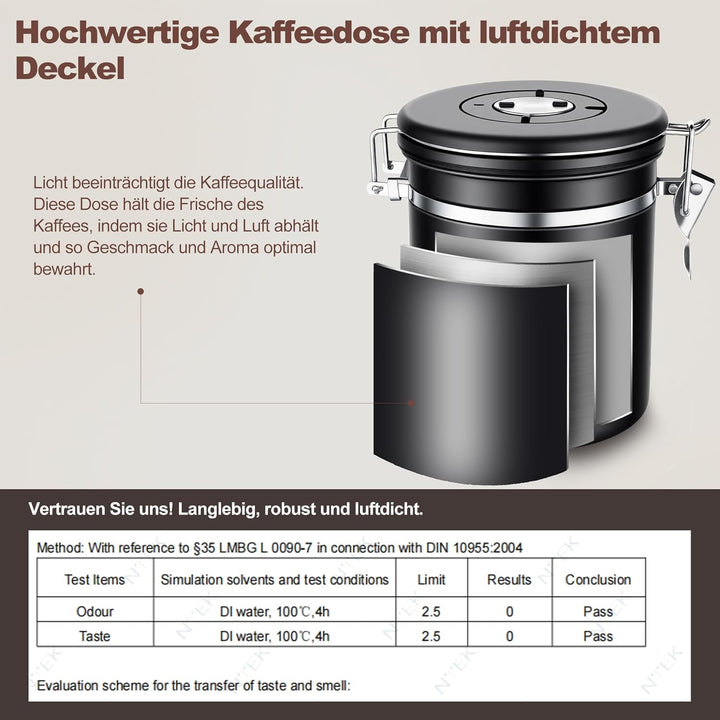 ShanSon Kaffeedose Luftdichtes Kaffee-Container Edelstahl-Kaffee-Lagerbehälter mit Messlöffel Kaffee