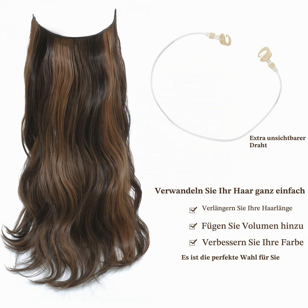 Ms Taj Invisible Secret Wire Extensions 50cm,Braune Haarverlängerung lange mit Einstellbarer Grösse,