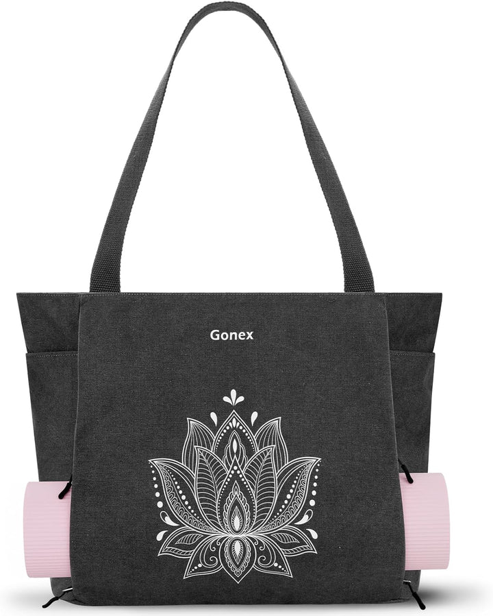 Gonex Yogatasche, Grosse Pilates Tragetasche mit Mehreren Taschen für Damen Herren, Robuste Canvas T