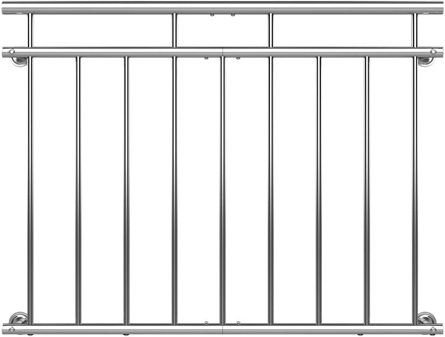 MONZANA® Französischer Balkon Edelstahl Pflegeleicht 90x128cm 9 Füllstäbe Balkongeländer Terrassenge