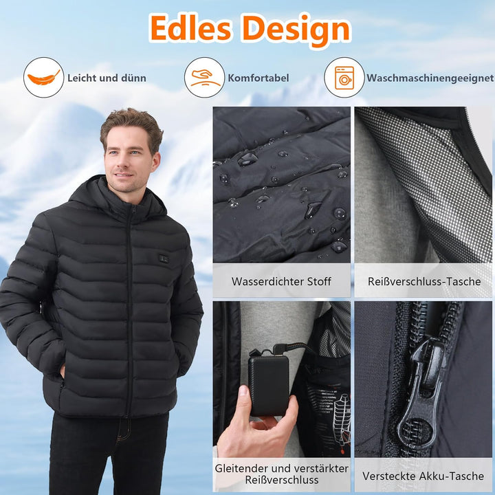 Mincoo Beheizbare Jacke Herren Damen, Winter Elektrische Herren Beheizte Jacke USB Lade Heizmantel M