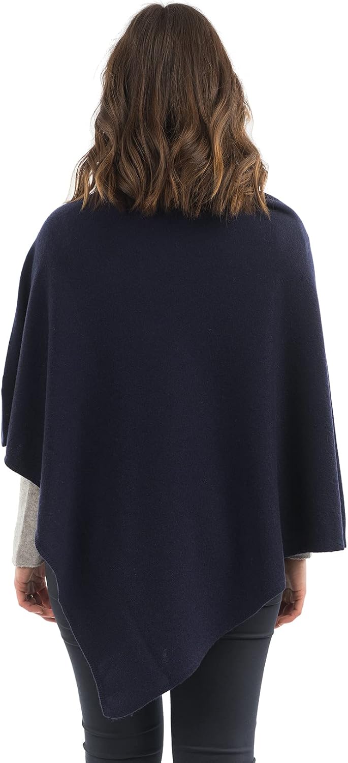 Dalle Piane Cashmere - Poncho aus Kaschmir-Gemisch - Made in Italy - Damen Einheitsgrösse Blau, Einh