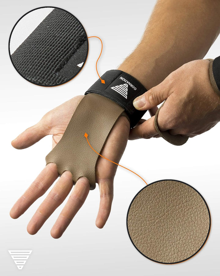 GORNATION Fitness-Handschuhe, Leder-Grips mit Handgelenkstütze für Herren &amp; Damen, Alternative für T
