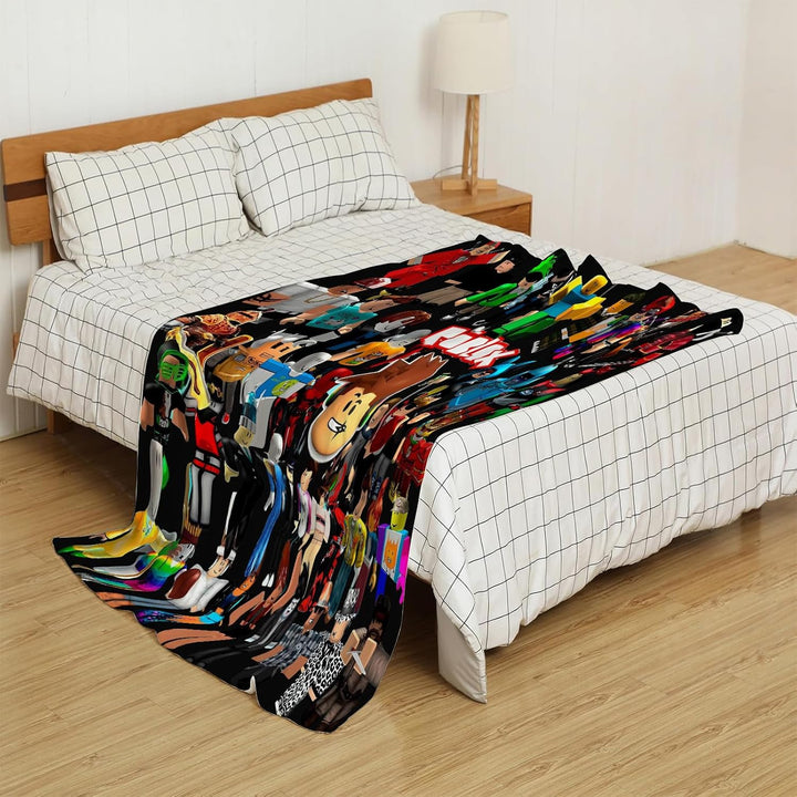 PQKL-party Roblx Decke Bettwäsche Roblx Decke Geschenk, 130 * 150cm Mehrzweck-Flanelldecke für Sofa,