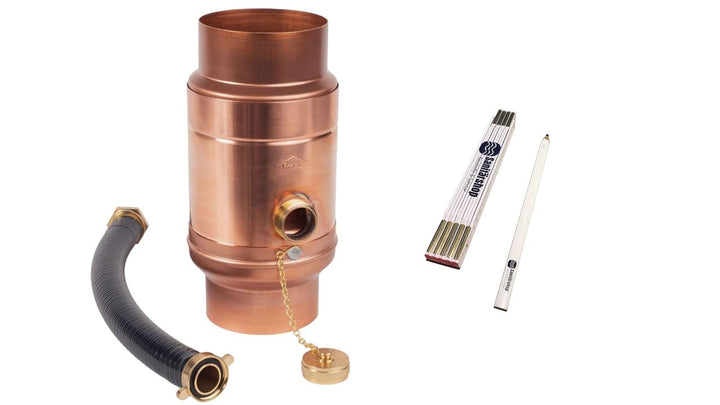 Sanitärshop Baustoffe & Sanitär Set: Kupfer Regenwassersammler 80mm - Wassersammler für Regentonnen
