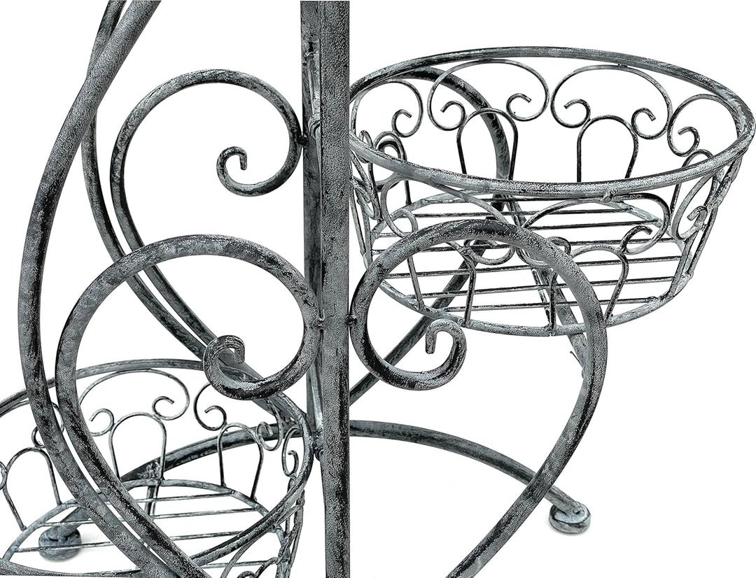 DanDiBo Blumentreppe Metall Grau 75 cm Blumenständer mit 3 Ablagen 96011 Blumensäule Pflanzenständer