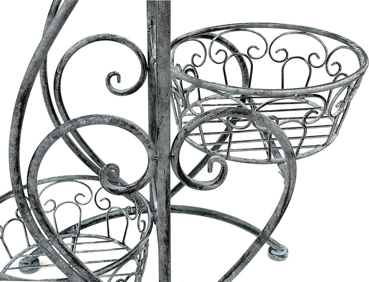 DanDiBo Blumentreppe Metall Grau 75 cm Blumenständer mit 3 Ablagen 96011 Blumensäule Pflanzenständer